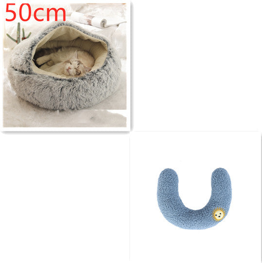 2-in-1 plush pet bed for cats and dogs