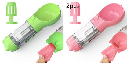 3-in-1 portable pet water bottle with feeding bowl and waste bag