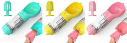 3-in-1 portable pet water bottle with feeding bowl and waste bag