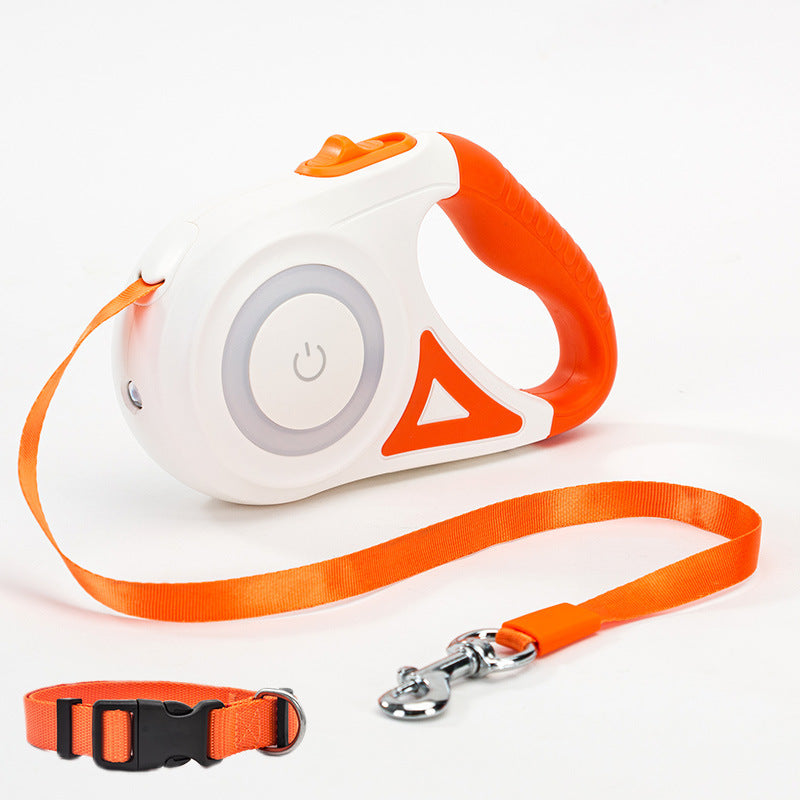 Retractable pet leash with automatic one-button brake