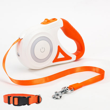 Retractable pet leash with automatic one-button brake