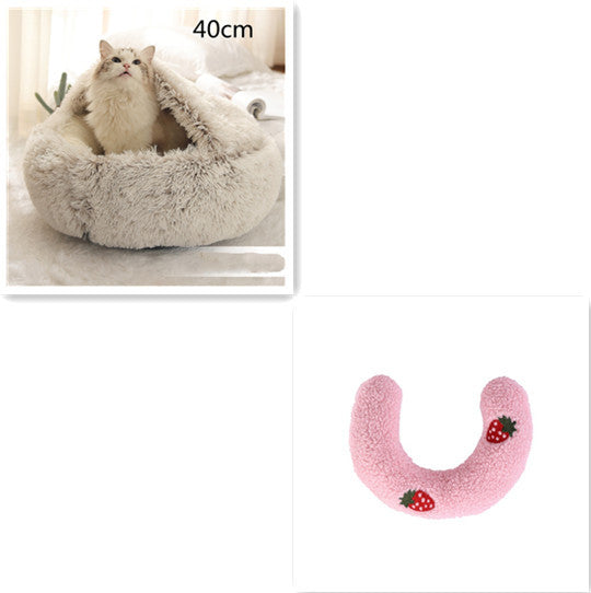 2-in-1 plush pet bed for cats and dogs
