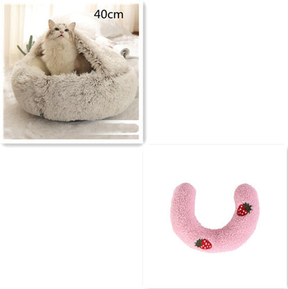 2-in-1 plush pet bed for cats and dogs