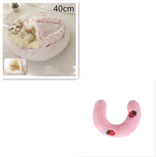 2-in-1 plush pet bed for cats and dogs